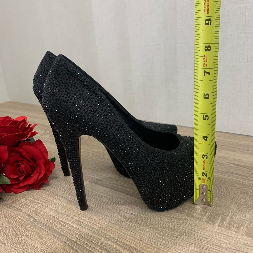 Steve Madden Black Rhinestone Platform Pumps - Picture 6 of 11